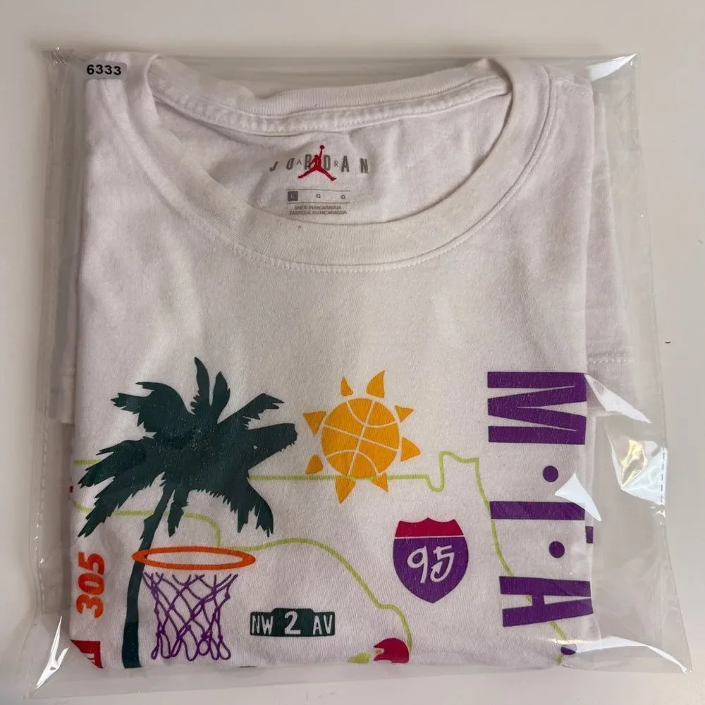 Jordan Miami White Short Sleeve Graphic T-Shirt L